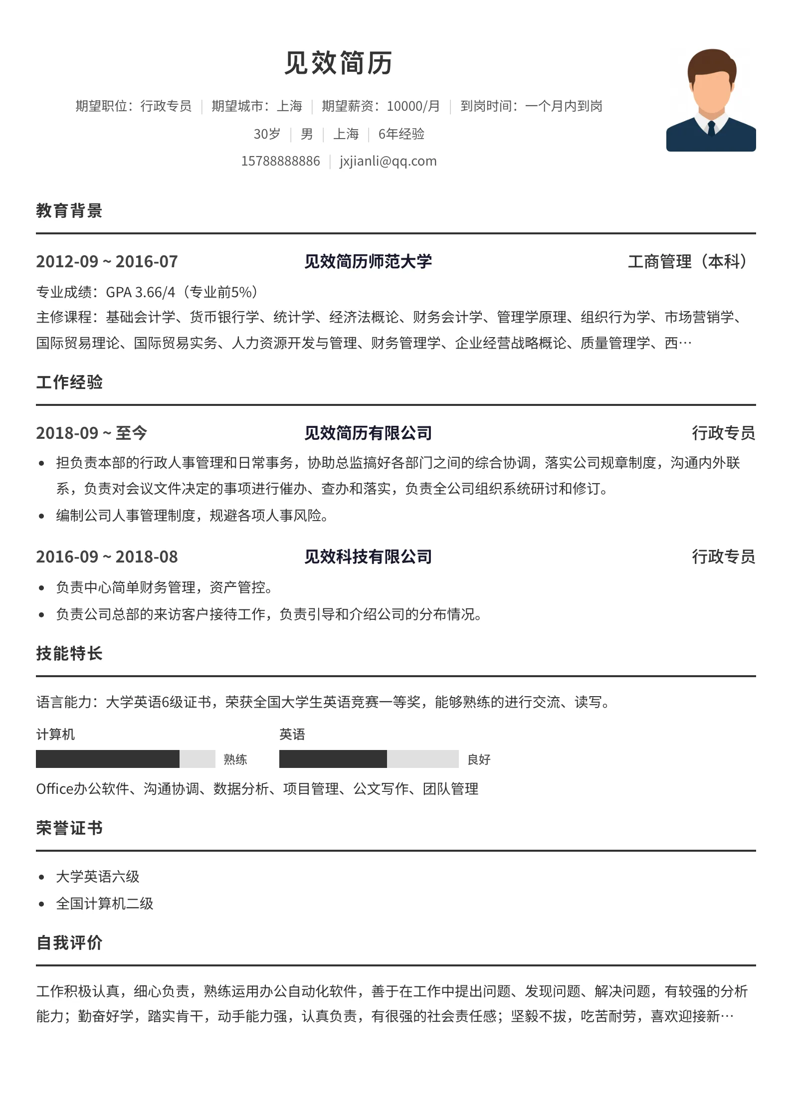 热门经典简约简历模板