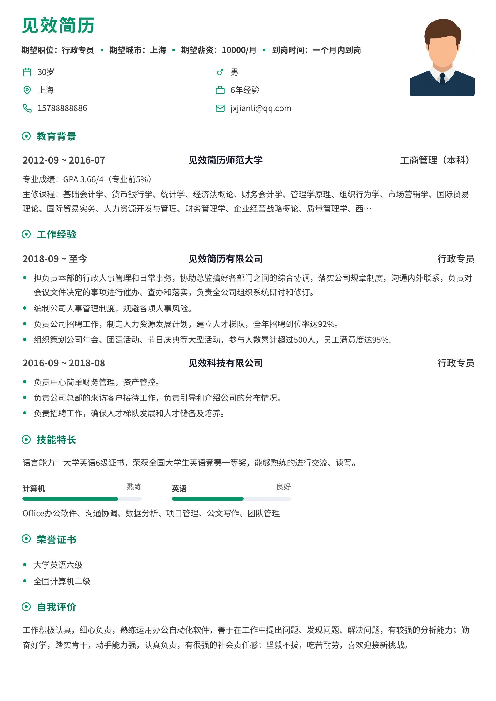 翠绿同心圆环简历模板